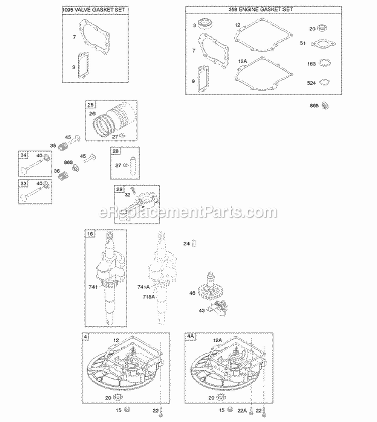 Camshaft Crankcase CoverSump Crankshaft Gasket Set - Engine Gasket Set - Valve PistonRingsConnecting Rod Diagram and Parts List for 10T602-0125-H1  Briggs and Stratton Engine
